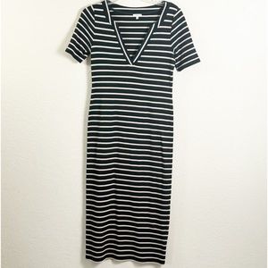 Tavik Black and Tan Striped Ribbed Knit Dress